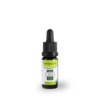 Raw Hempcare CBD 5%, frasco de 10 ml, vista frontal.