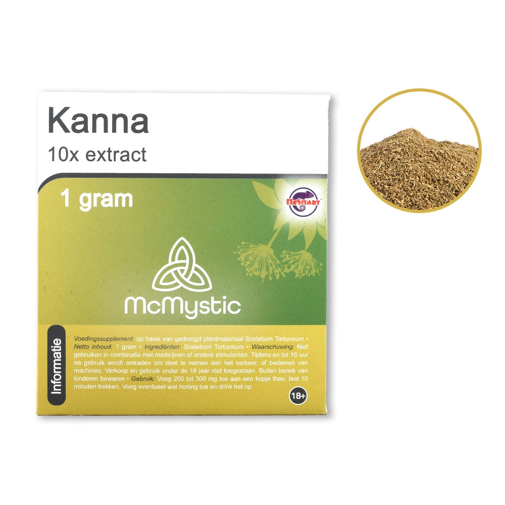 Kanna 10x 1 gram Front view + contents