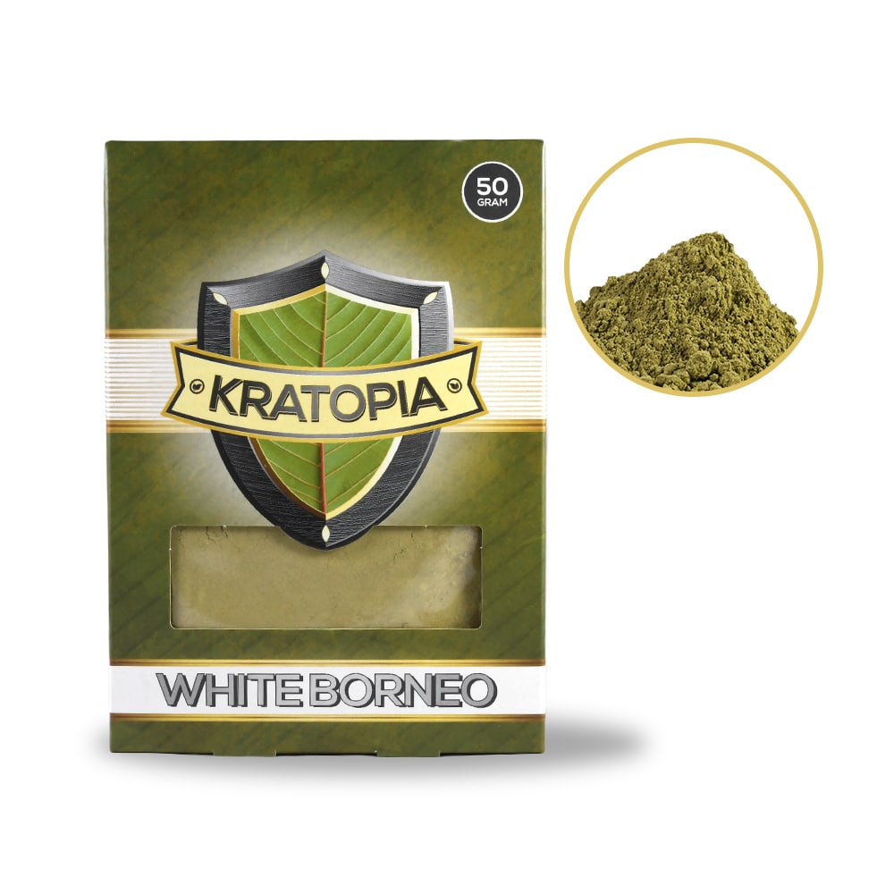 White Borneo Kratom – Vorderansicht + Inhalt Kratopia
