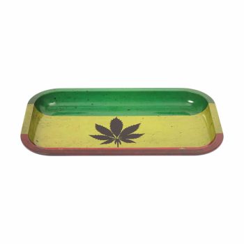 ? Rasta Leaf Large Metal Rolling Tray Smartific 8718274713497