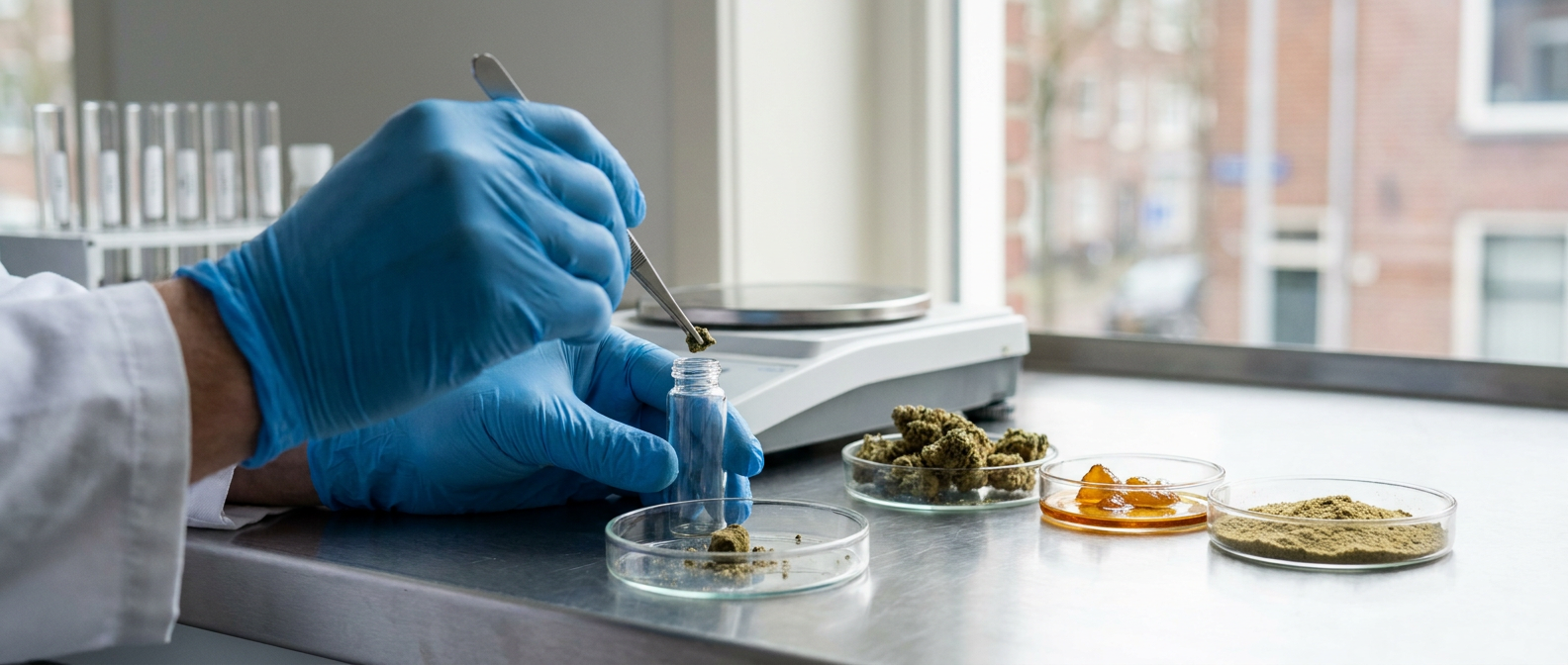 Moonrock en bestanddelen worden als laboratoriummonster voorbereid